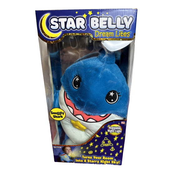 Star Belly Dream Lites Blue Snuggly Shark Huggable Plush Night‎ Light Blue NIB - Picture 1 of 10